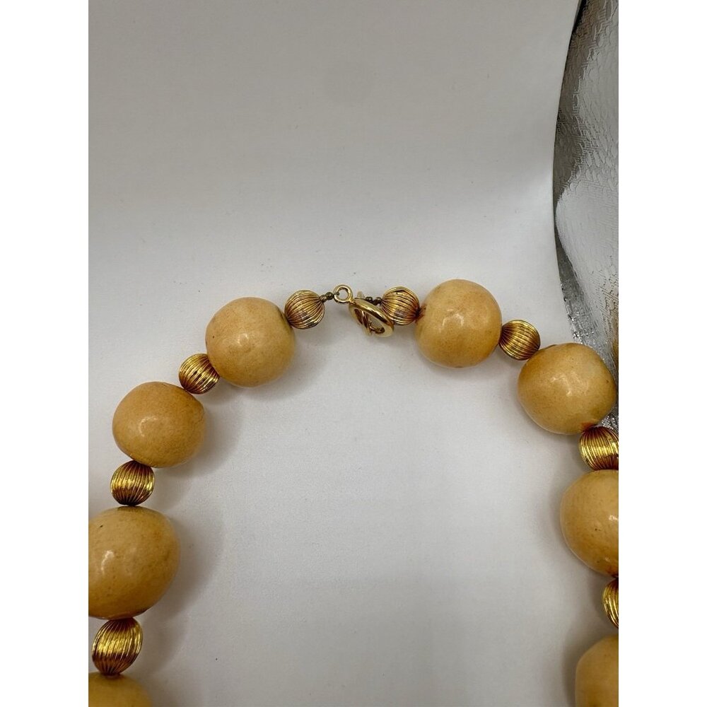 Beaded Matching Set 2 Necklaces Clip On Earrings Yellow Red Boho Ethnic Tribal - Picture 3 of 4